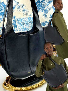 🆕 OROTON 🧿 NWOT Emilia Tote Bag, Navy Blue Leather